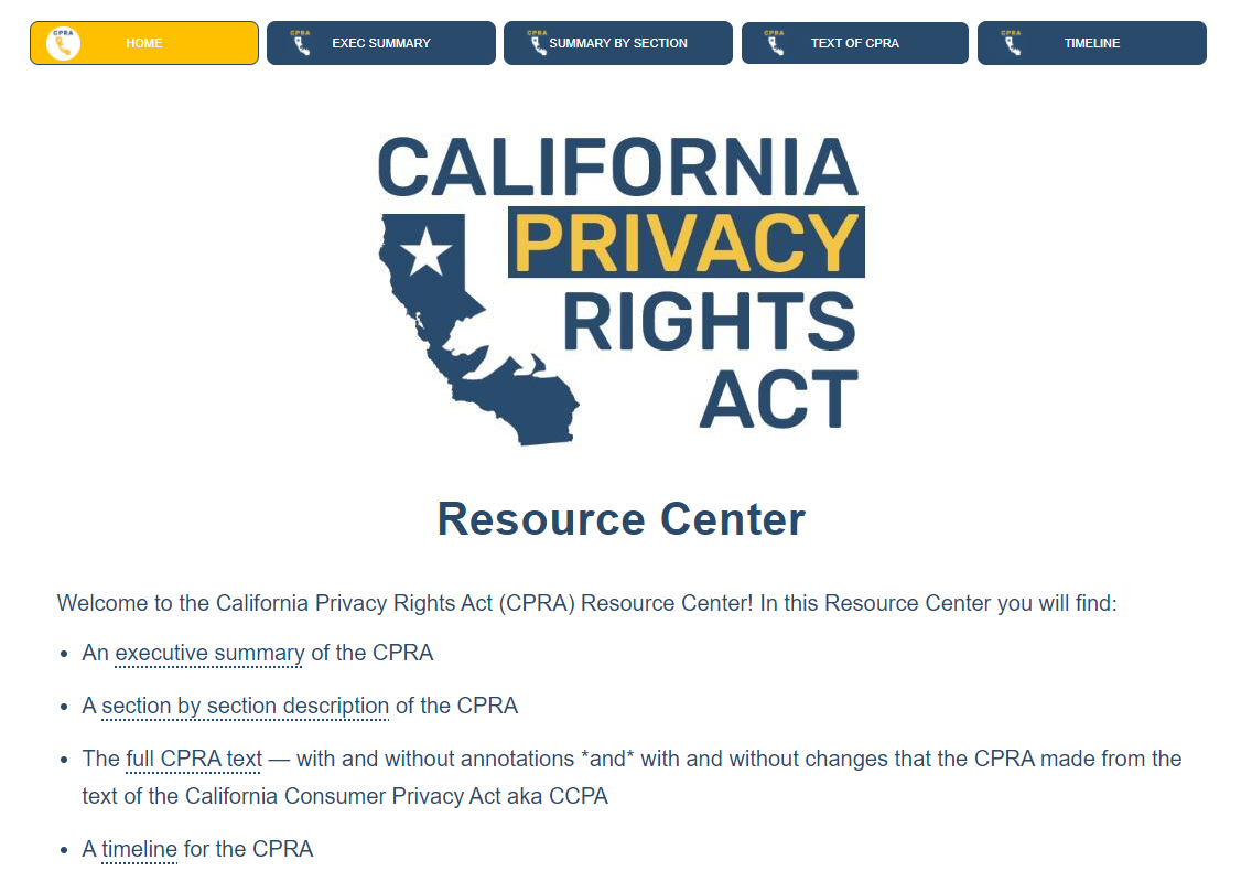 New California Privacy Rights Act (CPRA) Resource Center Made Available